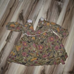 art class Floral Kids Top - Pink, Yellow, Green